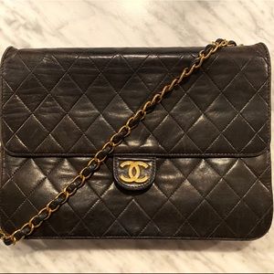 Chanel Medium Vintage Black Lambskin Leather